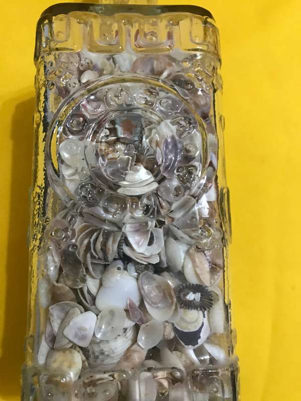 Vintage Style Embossed Glass Bottle With Mini Shells Ornament Home Decor Gift