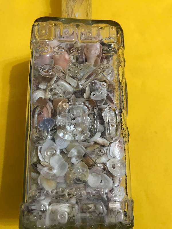 Vintage Style Embossed Glass Bottle With Mini Shells Ornament Home Decor Gift