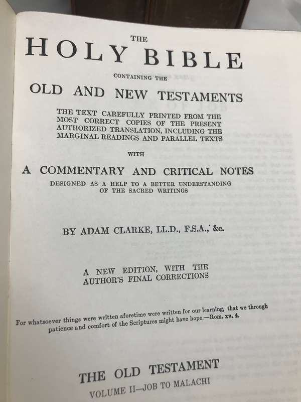 Bible Vintage Adam Clarke Commentary 3 Volume Set Leather Cover Good Condition