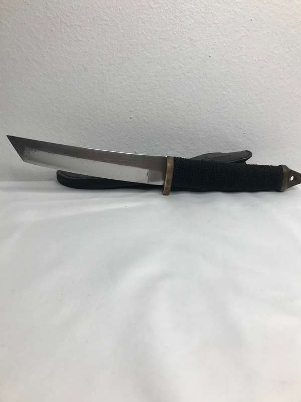 Knife Japanese Cold Steel  Original  mini Tanto Hattori Seki Brass Pommels  Leather Holder 29cm