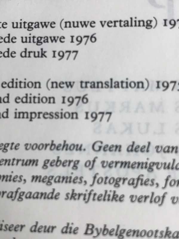 Bybel Die Blye Boodskap 1977 Tweede Uitgawe Tweede Druk