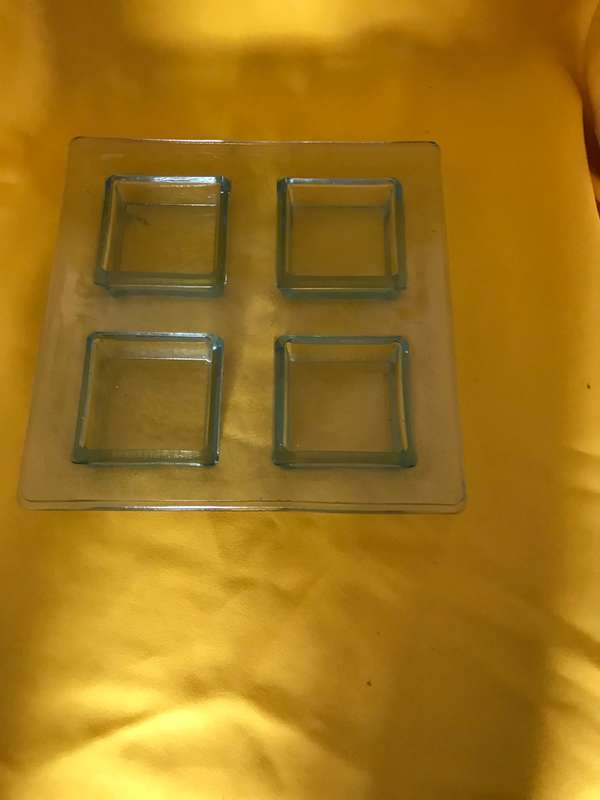 4 Candle holder thick glass