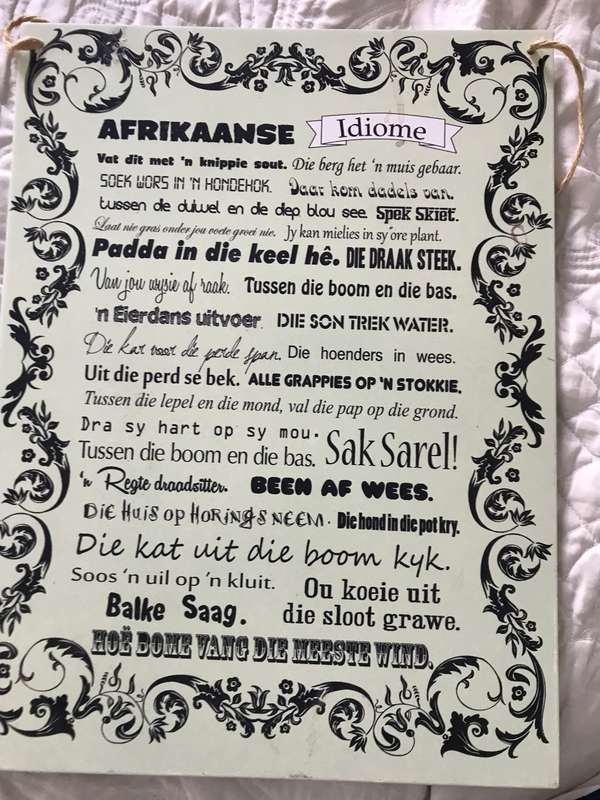 Stencil on board Afrikaanse idiome Decor