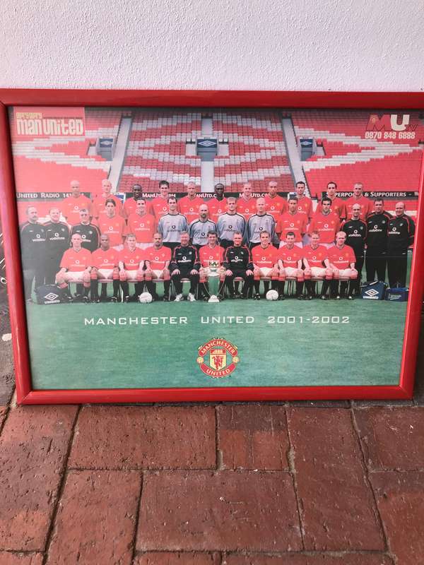 Manchester United Team Photo in Frame 2001-2002 at Old Trafford Grounds