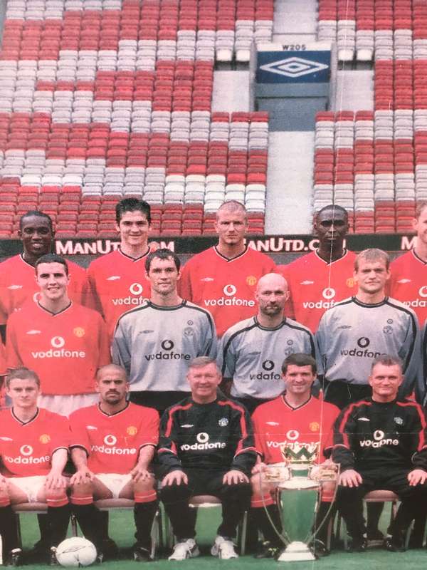 Manchester United Team Photo in Frame 2001-2002 at Old Trafford Grounds