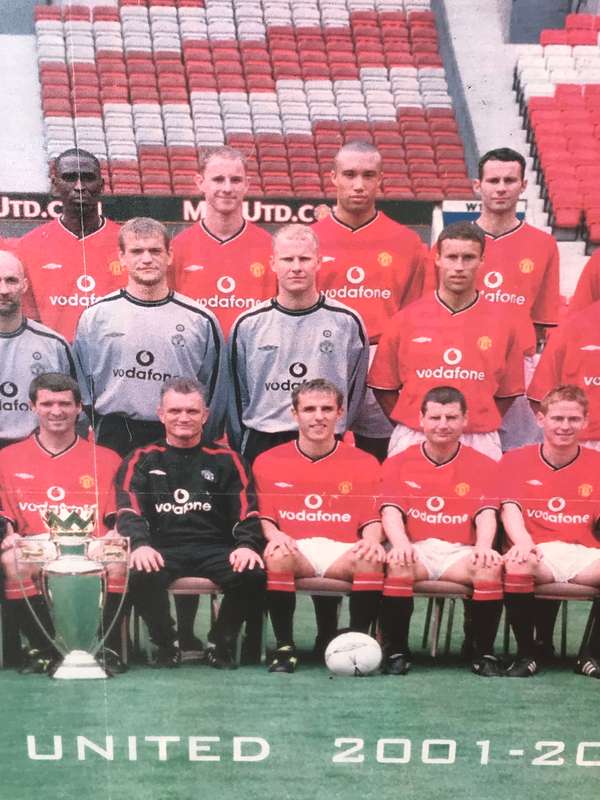 Manchester United Team Photo in Frame 2001-2002 at Old Trafford Grounds