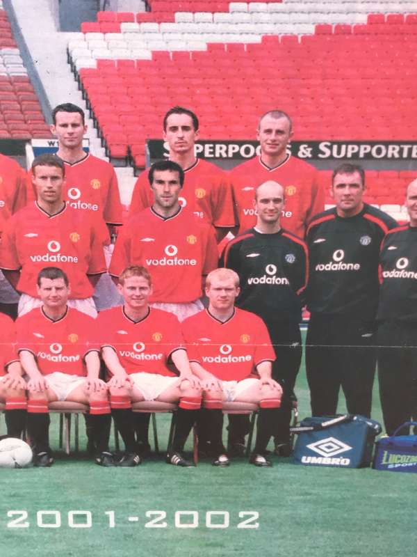 Manchester United Team Photo in Frame 2001-2002 at Old Trafford Grounds