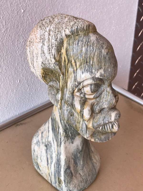 African Bust Soap Stone Male Hand Made