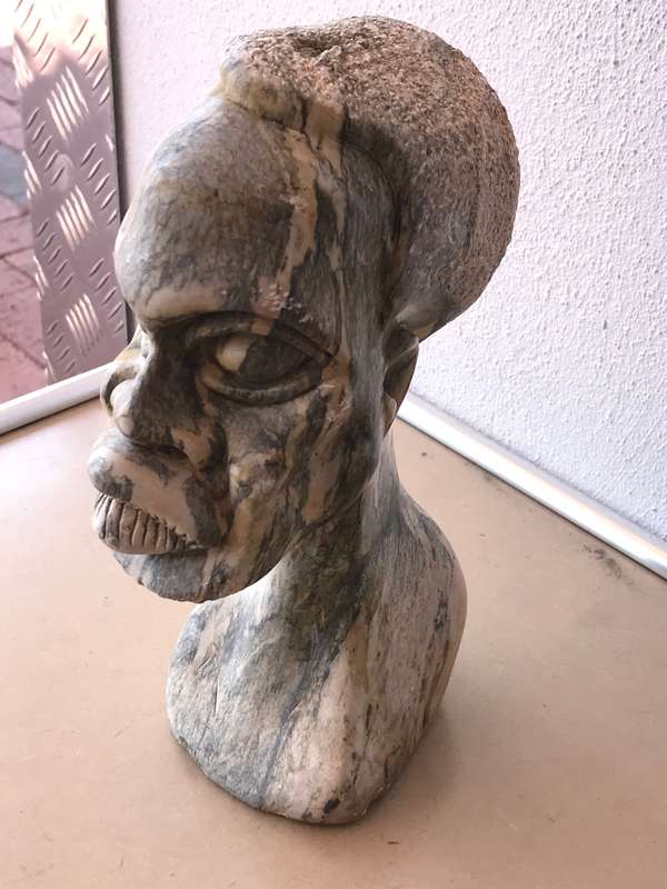 African Bust Soap Stone Male Hand Made