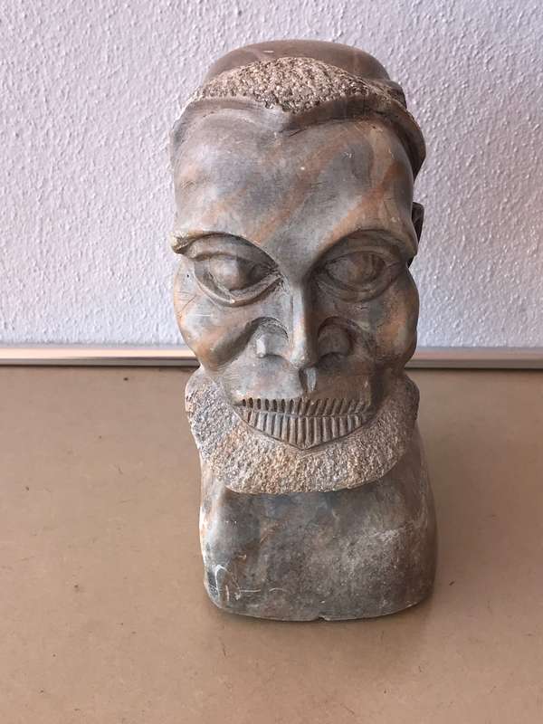 African Double Head Bust Male Soap Stone Hand Made