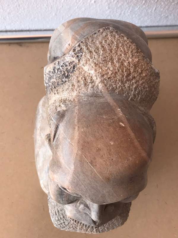 African Double Head Bust Male Soap Stone Hand Made