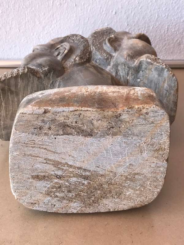 African Double Head Bust Male Soap Stone Hand Made