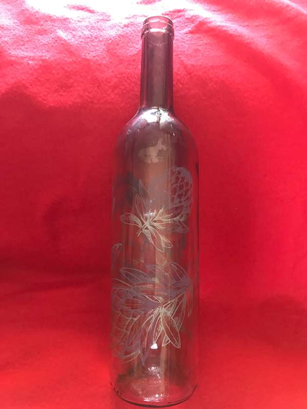 Protea painting on pink bottle