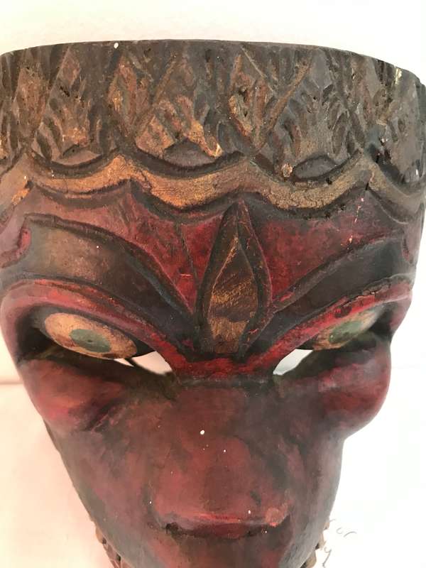 Garut Java Red Face Mask Wood Vintage Indonesia Early to Mid Twentieth Century