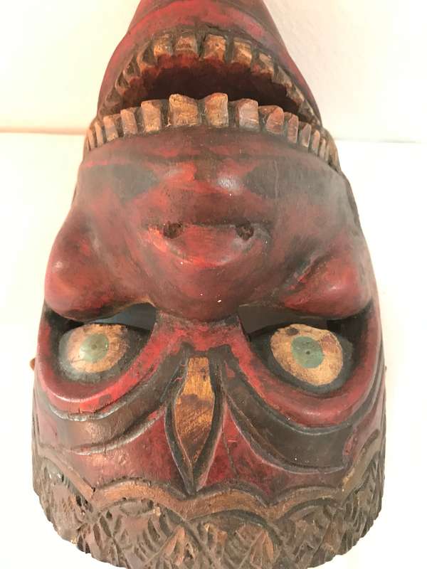 Garut Java Red Face Mask Wood Vintage Indonesia Early to Mid Twentieth Century