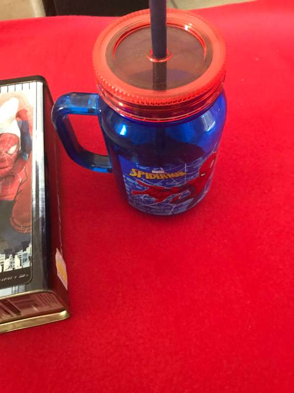 Spiderman 400ml Mason Jar Tumbler Cup With Straw