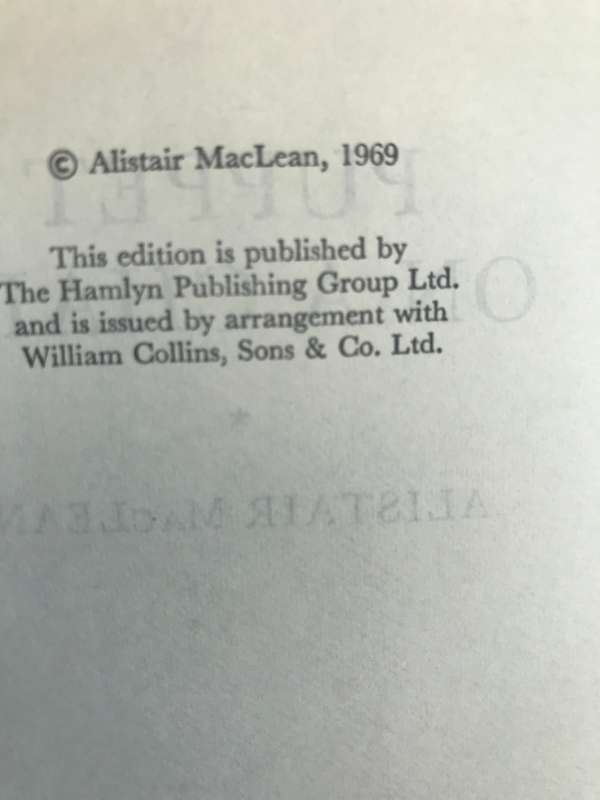 1969 Puppet On A Chain by Alistair MacLean Vintage Fiction Book