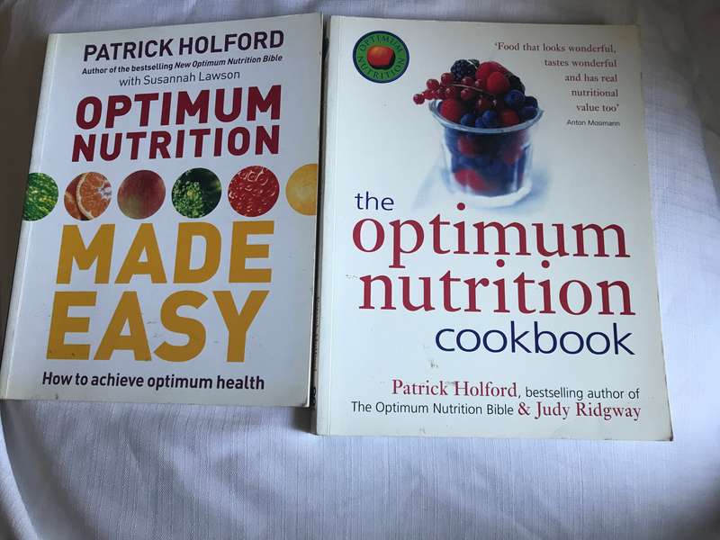 Patrick Holford 2 books:Optimum Nutrition Made easy AND the optimum nutrition cookbook