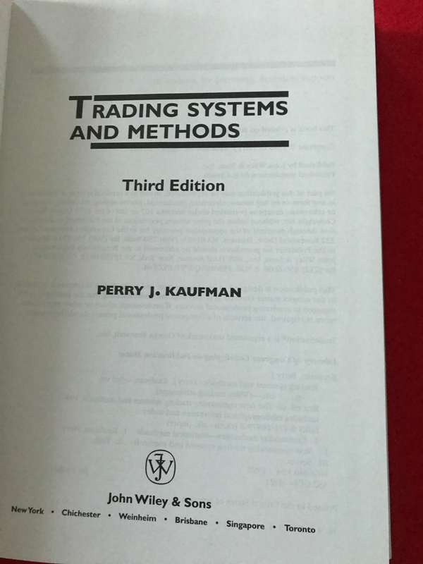 Trading Systems snd Methods 3rd edition Perry J Kaufman