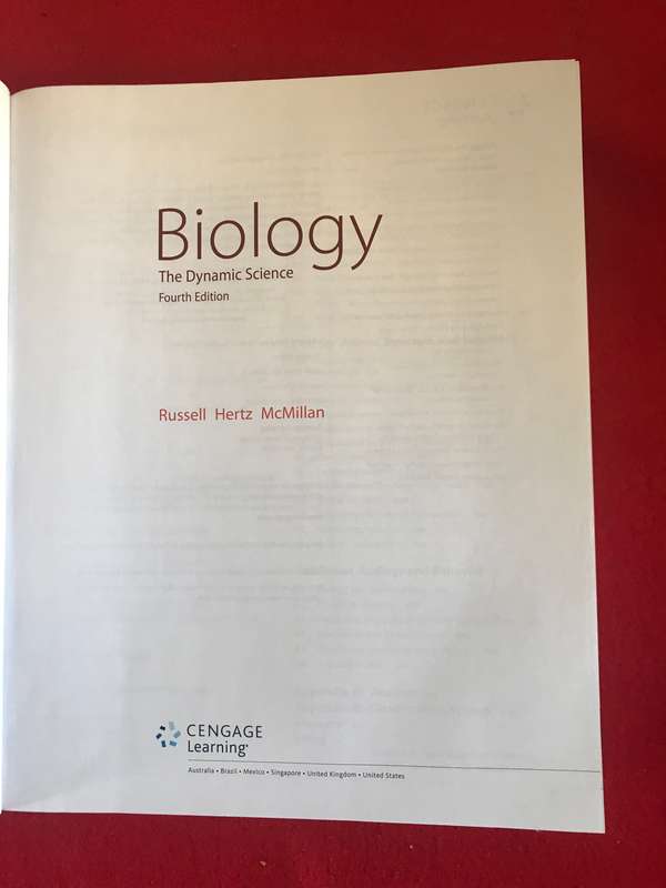 Biology the dynamic science 4th edition Russel Hertz Mcmillan