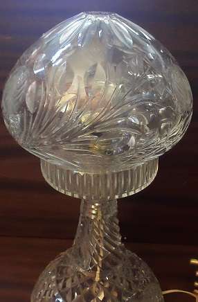 Vintage Crystal Glass Lamp  37 cm - BASE IS CRACKED