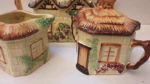 Vintage Keele St Pottery England Hand painted Tea Pot , milk jug and sugar basin