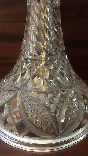 Vintage Crystal Glass Lamp  37 cm - BASE IS CRACKED