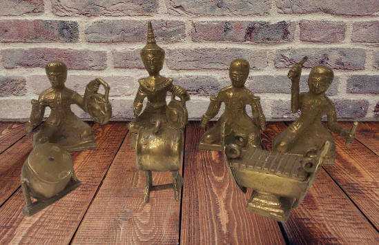 Seven Piece Brass Buddha and Oriental figurines 7 cm