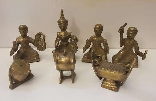 Seven Piece Brass Buddha and Oriental figurines 7 cm