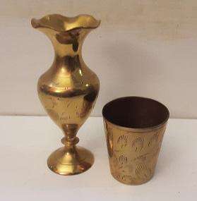 Brass Vase and Cup 12 cm and 5 cm