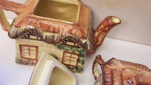 Vintage Keele St Pottery England Hand painted Tea Pot , milk jug and sugar basin