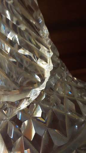 Vintage Crystal Glass Lamp  37 cm - BASE IS CRACKED