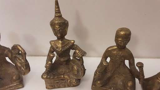 Seven Piece Brass Buddha and Oriental figurines 7 cm