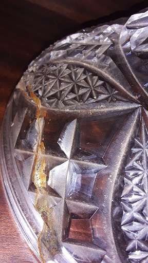 Vintage Crystal Glass Lamp  37 cm - BASE IS CRACKED