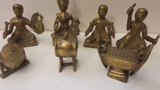 Seven Piece Brass Buddha and Oriental figurines 7 cm