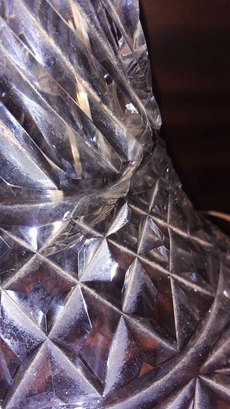 Vintage Crystal Glass Lamp  37 cm - BASE IS CRACKED