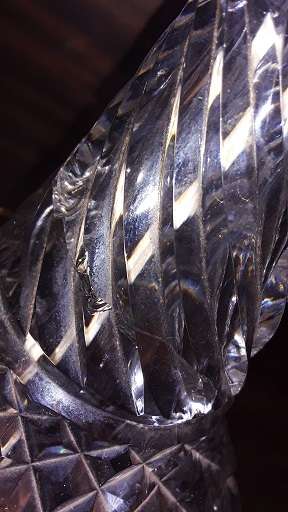 Vintage Crystal Glass Lamp  37 cm - BASE IS CRACKED