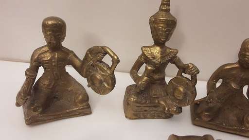 Seven Piece Brass Buddha and Oriental figurines 7 cm