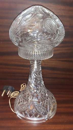 Vintage Crystal Glass Lamp  37 cm - BASE IS CRACKED