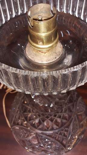 Vintage Crystal Glass Lamp  37 cm - BASE IS CRACKED