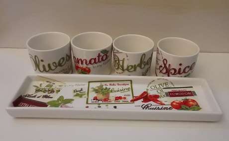 Dora Papis Vintage Home Collection Spice Cups and  Aperitif Party Time Appetizer Dish