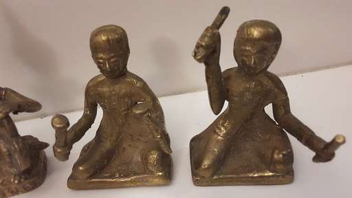 Seven Piece Brass Buddha and Oriental figurines 7 cm