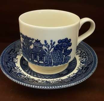 Blue and White Churchill England Cup  7cm And Saucer