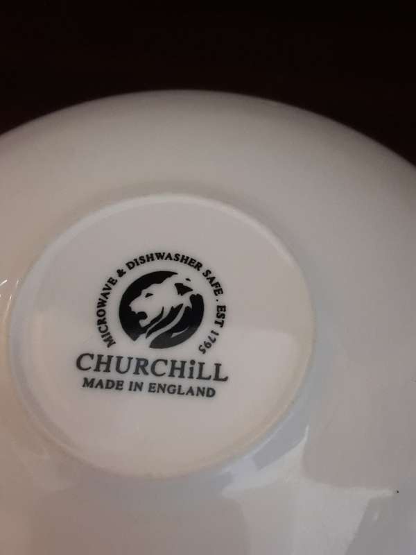 Blue and White Churchill England Cup  7cm And Saucer