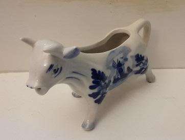 Hand Painted in Deft Blue Color Cow Ornament 16 x 9 cm