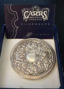 Carrs sheffield England Sterling Silver Handbag Mirror 7.5 cm - 58.7 gram