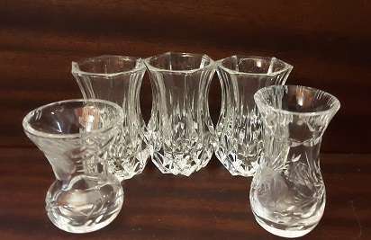 Glass : Five Crystal Posy Vases
