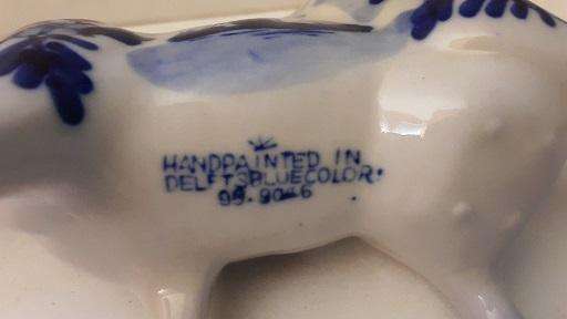 Hand Painted in Deft Blue Color Cow Ornament 16 x 9 cm