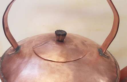 Large Antique Copper Kettle  for Decor only  / Leaks  35 cm x 37 cm