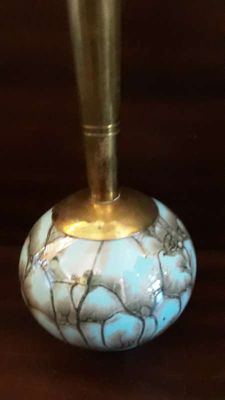 Hand Painted Delft Holland Turquoise Volcanic Vase 22 x 8 cm